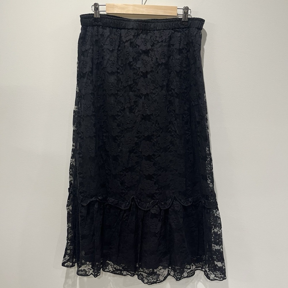 Vtg Lace Maxi Skirt Large Pull On Fairy Whimsigoth Festival Boho 90s Y2K Grunge - Picture 1 of 7